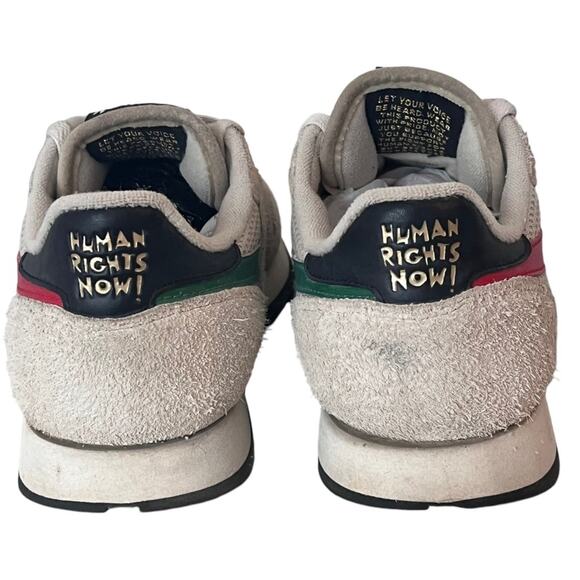 Reebok Classic Retro Sneakers Human Rights Now Women’s 8 Suede White Red Green - Picture 2 of 8